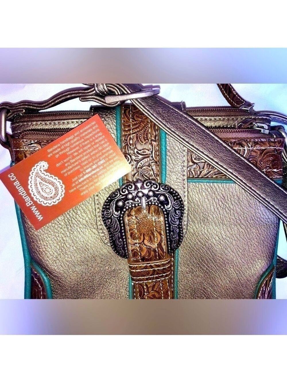 NEW Bandana Handmade Unique Western Lg Buckle Lux Genuine Leather Crossbody Bag